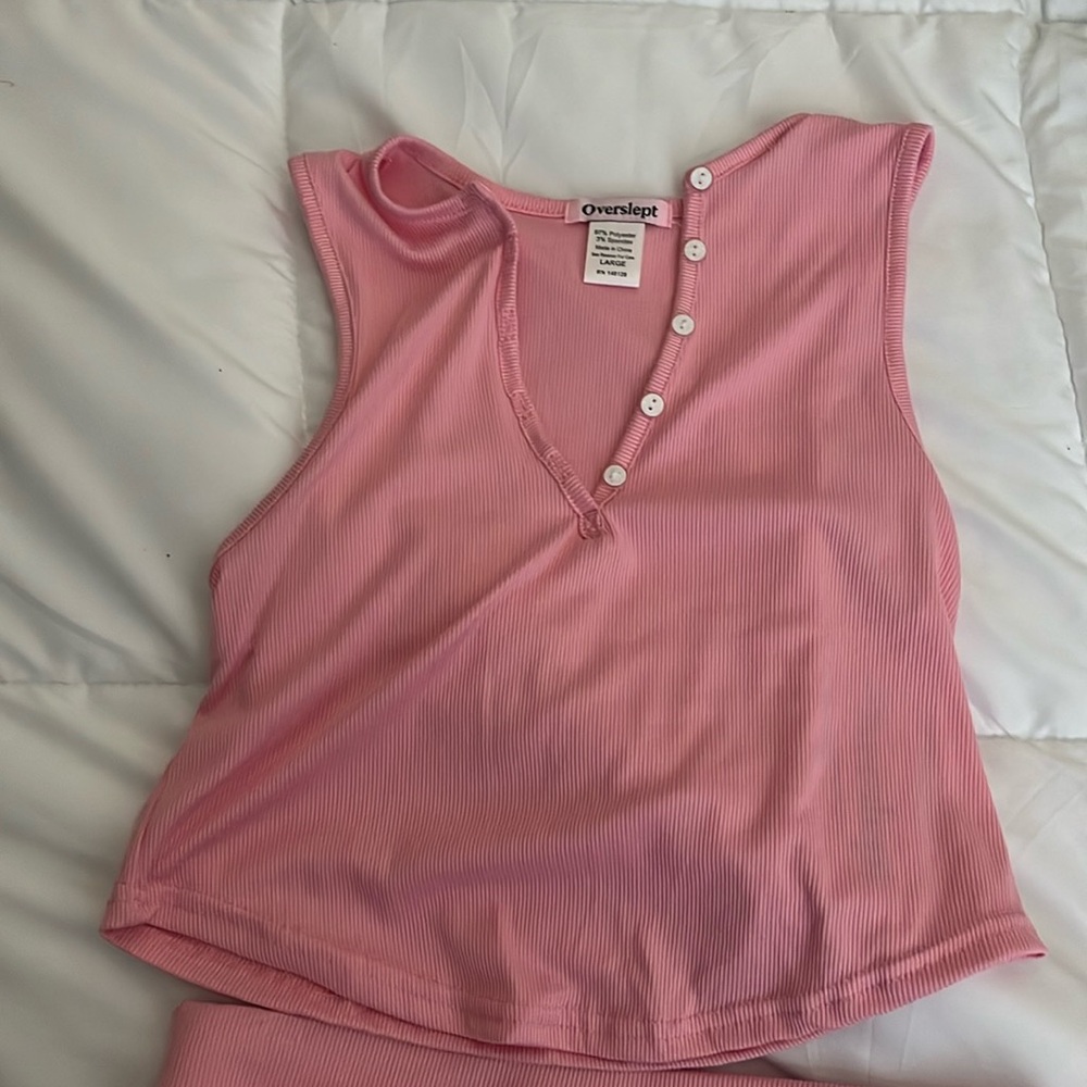 Boy Short 2 Piece Pajama Set Women Ribbed NWTS